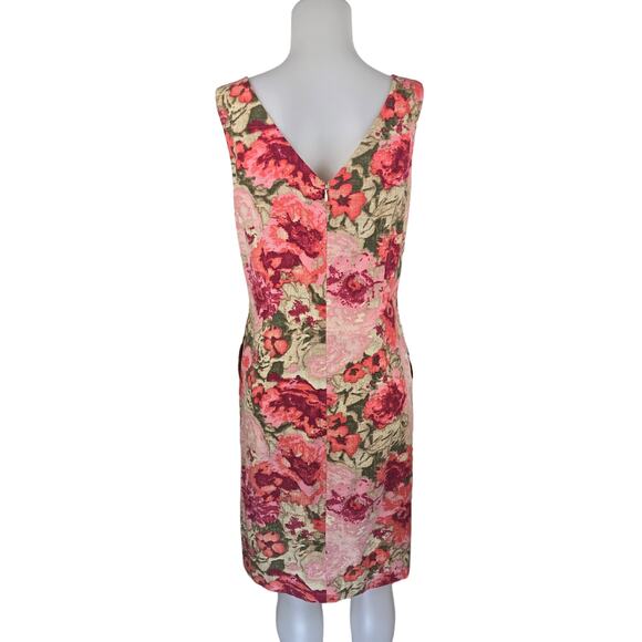 Talbots Stunning Sleeveless Floral Knee Length Women's Dress 14 - Picture 4 of 6